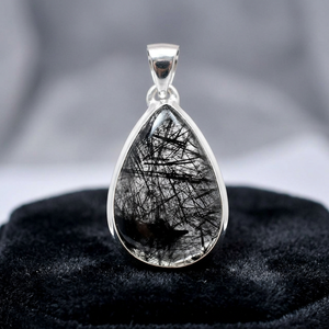 Fabulous Black Rutile Gemstone Bezel Setting OEM 925 <b>Solid</b> Sterling <b>Silver</b> Pendant Handmade Fine Jewelry Wholesale Birthstone - Product Image 3