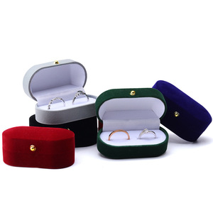 Scatola portaoggetti con anello rosso tinta unita in velluto proposta coppia scatola anello elegante flanella doppia Slot anelli portagioie per coppia - Product Image 3