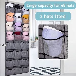 Organisateur de rangement pour chapeaux à suspendre sur la porte en tissu maillé respirant - Product Image 3