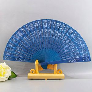 <b>Large</b> Black Folk Art Angel Wooden Folding Hand <b>Fan</b> Custom Painted Bamboo Craft for Business Souvenirs Decorative Sport Parties - Product Image 2