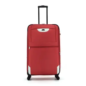 Produit en gros d'usine Valise rouge blanche Prix bon marché avec serrure TSA Valise à bagages à roulettes en tissu souple