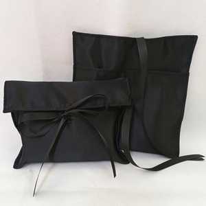 Custom Logo Printed <b>Envelope</b> Hats <b>Gift</b> Packaging Velvet Bag With Ribbon Black <b>Envelope</b> Dust Bag - Product Image 1