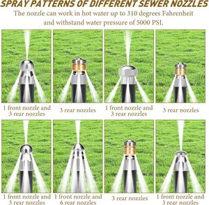 Nuevo Kit de cabezales de boquilla de chorro de alcantarillado, lavadora a presión de acero inoxidable, conectores rápidos NPT de 1/4 "3/8", boquilla de limpieza de drenaje - Product Image 6