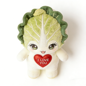 Peluche personnalisée en forme de chou chinois, poupée en peluche bok choy assise, peluche chou en forme de cœur « Je t'aime » - Product Image 3