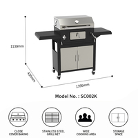 Barbecue au charbon de bois d'extérieur en acier inoxydable 304, barbecue professionnel au charbon de bois pour jardin, restaurant commercial