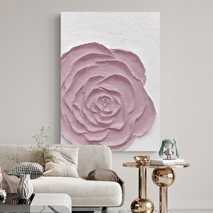 Peinture à l'huile peinte à la main, fleur de rose, décoration murale minimaliste moderne, grand format vertical pour salon, entrée - Product Image 3