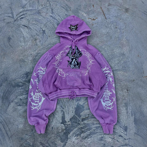 Sudadera con Capucha para Hombre, Estilo Hip Hop Punk, Holgada, Color Morado, con Cordón Ajustable, Personalizada, Estilo <span class=keywords><strong>Rap</strong></span> - Product Image 1