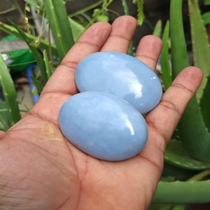 Piedra de Palma Azul Ángel Natural Pulida CrystaHola al por Mayor, Piedra Ovalada Ecológica de Alta Calidad para Artesanía y Alivio del Estrés - Product Image 3