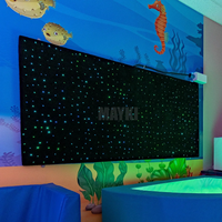 Tapis sensoriels interactifs LED à fibres optiques carrés de 1,2 m pour l'intégration thérapeutique de l'autisme, tapis étoilés lumineux à fibres optiques