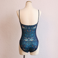 Justaucorps de danse vintage à imprimé floral et oiseaux, bretelles spaghetti, pour femme adulte, combinaison de danse, maillot de bain, danse contemporaine, personnalisable OEM