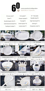 Vente en gros de 60 pièces de vaisselle, bols et plats européens de printemps de <span class=keywords><strong>Paris</strong></span> en céramique de Jingdezhen, logo d'impression de cadeau - Product Image 6