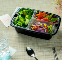 Boîte Bento Portable Jetable à 3 Compartiments pour Nouilles, Aliments pour Animaux, Repas d'Avion et Stockage Alimentaire
