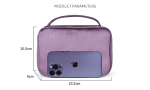 क्यूटेश सुरुचिपूर्ण कस्टम-ब्रांडेड जिपड मखमली मेकअप पाउच के साथ बड़े क्षमता स्टाइलिश कॉस्मेटिक स्टोरेज बैग - Product Image 2