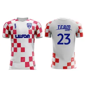 Luson Sublimated Red And White 100% Polyester Soccer Uniform Football Jerseys Player Version Home Croatia Soccer Jersey