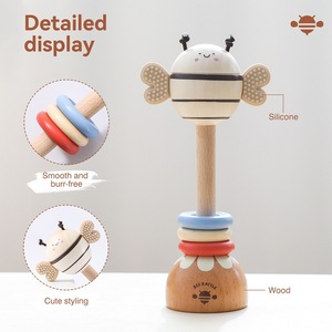 Jouets Montessori JET OEM Tambour tactile sensoriel et cloche à main Cartes sensorielles noir et blanc pour le développement sensoriel Jouets éducatifs - Product Image 2