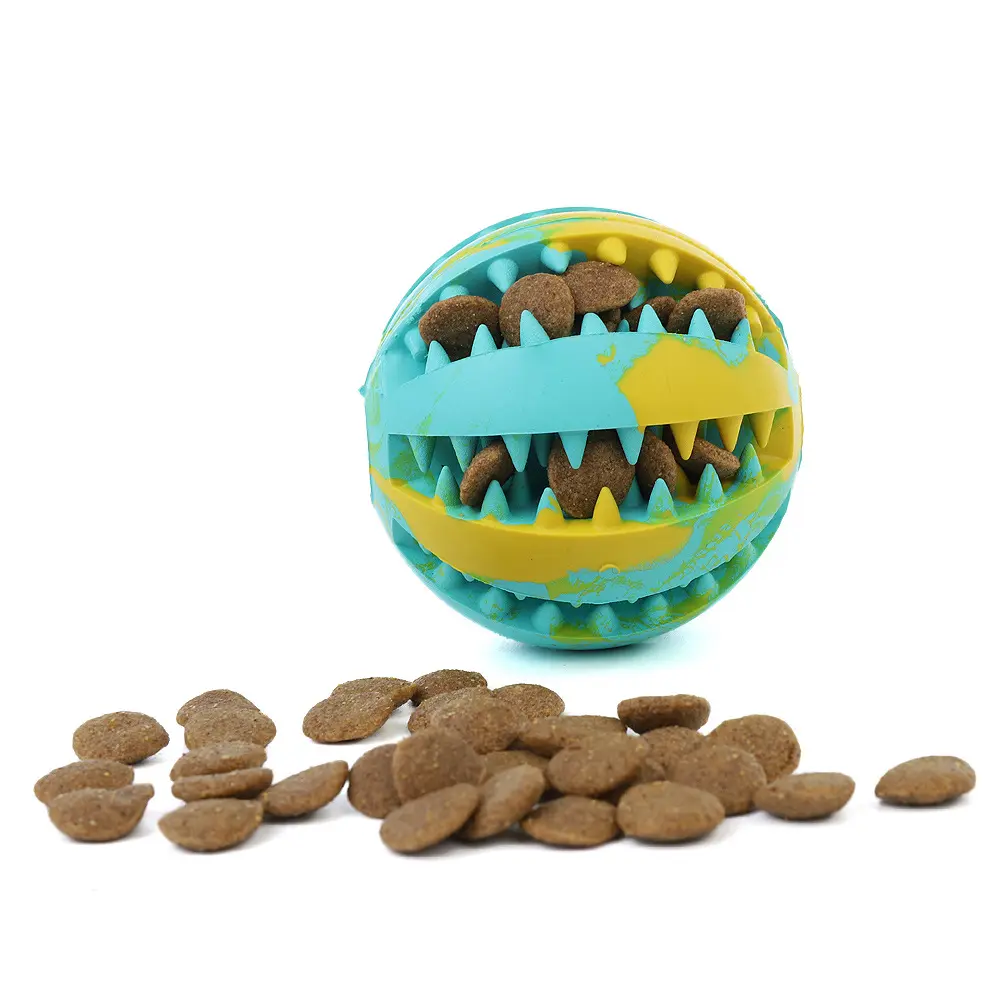 Wholesale Eco-Friendly Puzzle Round Rubber Leakage Food Animal Toy Ball Teeth Clean Pet Chew Toys For Dogs
