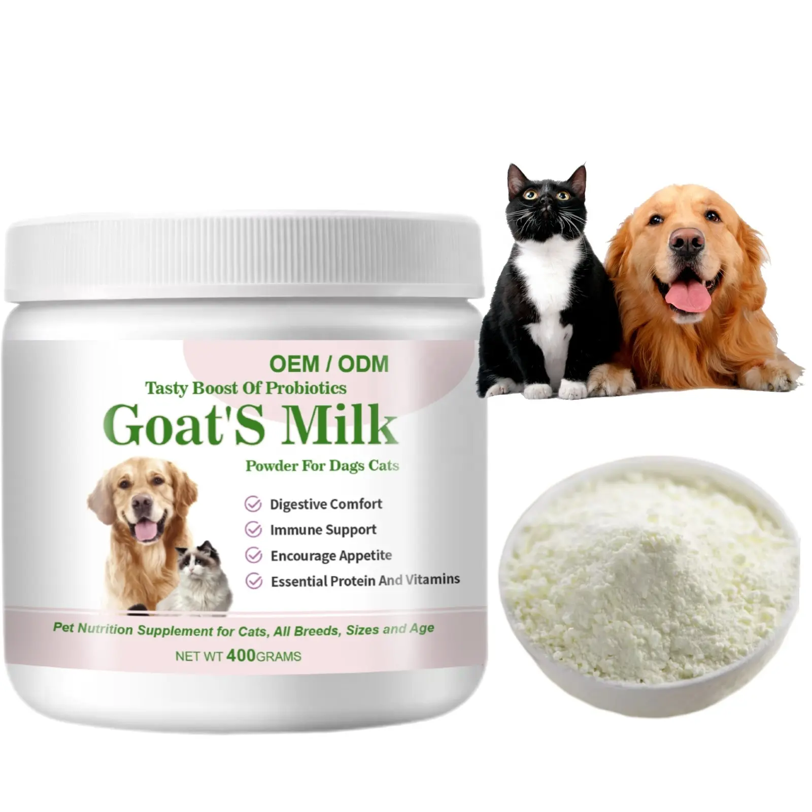 Private Label Food Supplements High Calcium Goat Milk Powder for Pets All Stages Universal Cat and Dog