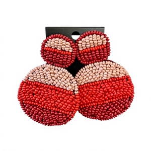 Top Tendance bijoux Perles broderie Boucles d'oreilles de forme ronde d'Inde boucles d'oreilles faites à la main pour femmes et filles look classique - Product Image 2