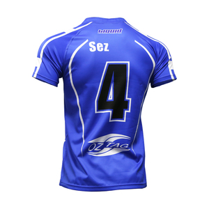 El <span class=keywords><strong>azul</strong></span> <span class=keywords><strong>y</strong></span> <span class=keywords><strong>blanco</strong></span> auténtico personalizado sublimación impresión uniforme Rugby <span class=keywords><strong>Jersey</strong></span> <span class=keywords><strong>rayas</strong></span> - Product Image 3
