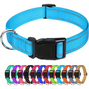 Collares de nailon de entrenamiento más vendidos, <span class=keywords><strong>Collar</strong></span> reflectante para perro, personalizado, sólido, personalizado, nailon de calidad superior