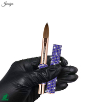 Pinceaux en acrylique Kolinsky de qualité professionnelle avec manche en strass bleus OEM&ODM, outils professionnels pour l'art des ongles pour l'application de gel de construction