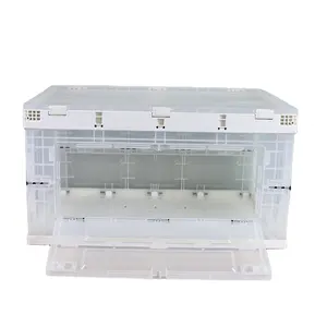 Caixa de plástico pp transparente para armazenamento de lanches, caixa dobrável de plástico com tampa, 650x440mm, ideal para uso doméstico