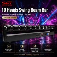 Barre de lumière mobile 10x30W RGBW à tête oscillante Y, gradation 32 bits DMX512 RDM CH7 CH13 CH43 pour festivals de musique, concerts et scènes
