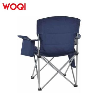Silla Plegable para Camping Woqi, Portátil, con Marco de Aluminio, Tela Oxford Azul Marino, con Portavasos y Bolsillos Laterales - Product Image 3