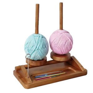 Wooden Yarn Spool Holder <b>Desktop</b> Storage Rack Solid Wood Rotating Shaft Multifunctional Knitting Winder <b>Shelf</b> - Product Image 1