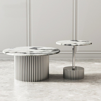 Table basse moderne combinaison ronde Table à thé latérale multifonctionnelle salon de luxe table centrale en acier inoxydable