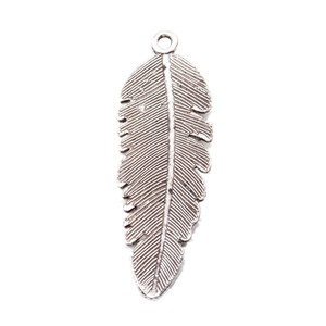 Pendentif <span class=keywords><strong>plume</strong></span> côtelée en alliage de zinc, argent antique et bronze, <span class=keywords><strong>pour</strong></span> décoration de cerceau <span class=keywords><strong>attrape</strong></span>-rêves - Product Image 3