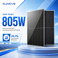 Panneau solaire bifacial de type N Sunevo 770W 800W 805W à haut rendement de conversion pour kit solaire résidentiel économique