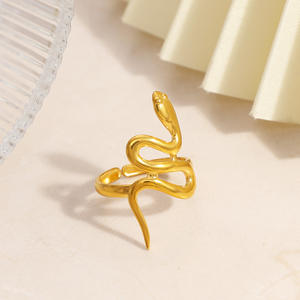 Snake Shape <b>Adjustable</b> <b>Ring</b> 18k Gold Plated Titanium Steel Unisex Fashion Jewelry Gift - Product Image 3
