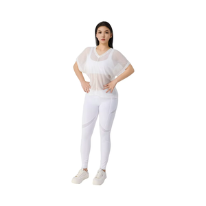Vêtements de <span class=keywords><strong>yoga</strong></span> pour femmes Hauts de <span class=keywords><strong>yoga</strong></span> deux pièces en maille blanche respirante Pantalons de <span class=keywords><strong>yoga</strong></span> blancs Kit de vêtements de gymnastique pour femmes - Product Image 1