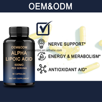 Suppléments antioxydants OEM ALA Acide alpha lipoïque Capsules de 600mg pour le soutien du métabolisme de l'énergie nerveuse