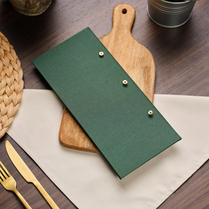 Couverture de menu en tissu de type pliant innovant impression personnalisée Restaurant bar signe texte hôtel restauration <span class=keywords><strong>porte</strong></span>-menus en lin à encliqueter - Product Image 4