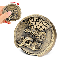 Dés de jeu en métal 3-en-1 avec motif boîte au trésor en relief et roulette monstre pour jeux de rôle et jeux de table