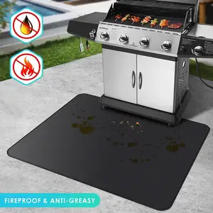 Fiber Glass Silicone Coating Fireproof Fire Pit Mat Premium Deck And Patio Grill Mat BBQ Under Grill Mat