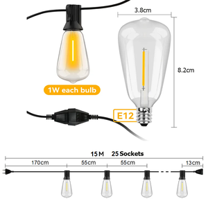 야외 방수 장식 조명 ST38 LED 전구 2700K 행잉 라이트 EU 플러그 깨지지 않는 조명 - Product Image 4