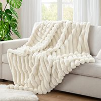 Couverture en polaire solide, couverture moelleuse et duveteuse pour lit, canapé et fauteuil, couverture en fausse fourrure de lapin