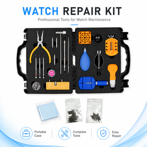 Set di Strumenti per Orologiai in Acciaio Inossidabile, 102 Pezzi, <span class=keywords><strong>Kit</strong></span> Completo con Custodia Rigida Portatile, <span class=keywords><strong>Kit</strong></span> di Riparazione Orologi con Regolazione del Cinturino - Product Image 1