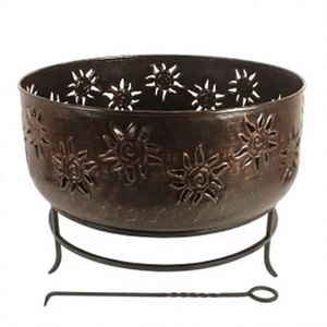 Foyer rond en métal antique de forme personnalisée de qualité exclusive avec support - Product Image 1