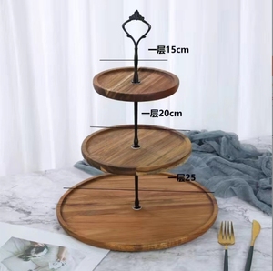 Düğün ve doğum günleri için çok katmanlı klasik ahşap kek standı üç katmanlı teşhir tepsisi mutfak aksesuarı - Product Image 6