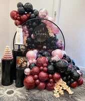 Kit d'arche de guirlande de ballons rose pour Halloween avec ballons noirs, roses et argentés, autocollants 3D chauve-souris et ballons en aluminium