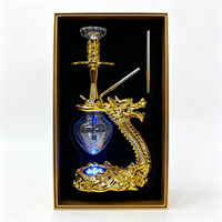 Ensemble de chicha de luxe en résine en forme de dragon avec coffret cadeau, statue créative de narguilé pour la décoration intérieure et les salons de chicha