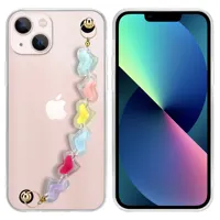 Coque de téléphone rose avec perles et cœur pour iPhone 14 pro, coque arrière pour iPhone 13 pro