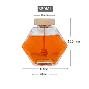Barattolo di Vetro Esagonale per Miele <span class=keywords><strong>con</strong></span> <span class=keywords><strong>Coperchio</strong></span> in Legno Naturale, Stampa Logo Personalizzata, Confezione Regalo per Conservazione di Miele, Snack e Zucchero (100/220/380ml) - Product Image 6