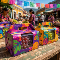 Boîte en carton ondulé pour produits frais, découpe personnalisée, trous prédécoupés, papier kraft recyclable, emballage de fruits, vente en gros