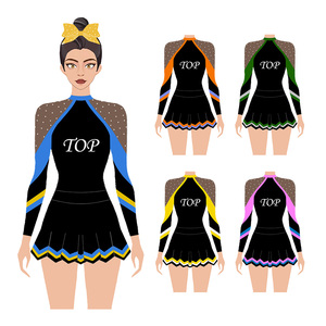 Nuevo Uniforme de Animadoras de Spandex Talla XXXS con Pedrería Impresa, Servicio OEM, Trajes de Entrenamiento para Adolescentes - Product Image 3