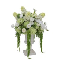 Ensemble de 3 Arrangements Floraux de Luxe Blancs, Verts, Roses et Orchidées de 60 cm pour la Décoration de Piliers de Mariage et les Centres de Table de Réception